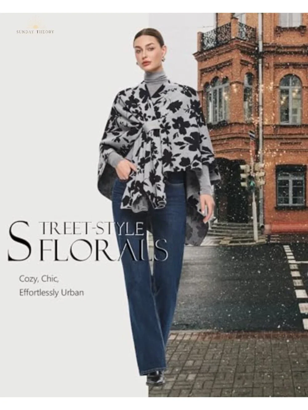 Elegant Shawl Wrap Open Front Poncho Sweater Soft Loop Tab Draped Cover Cardigan